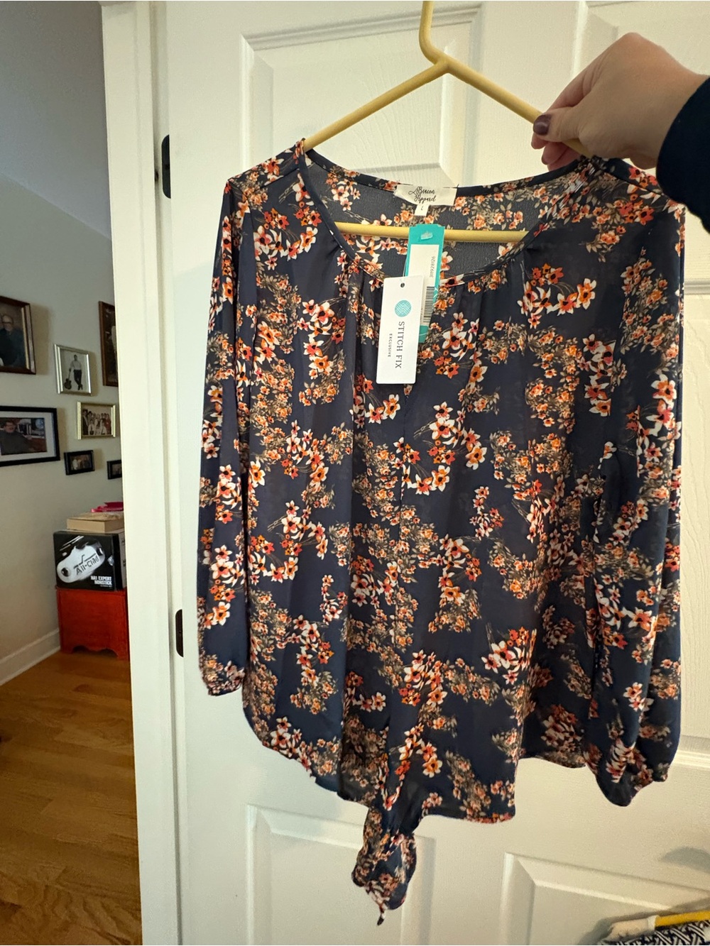 Beacon Navy Floral Tie-Front Blouse
